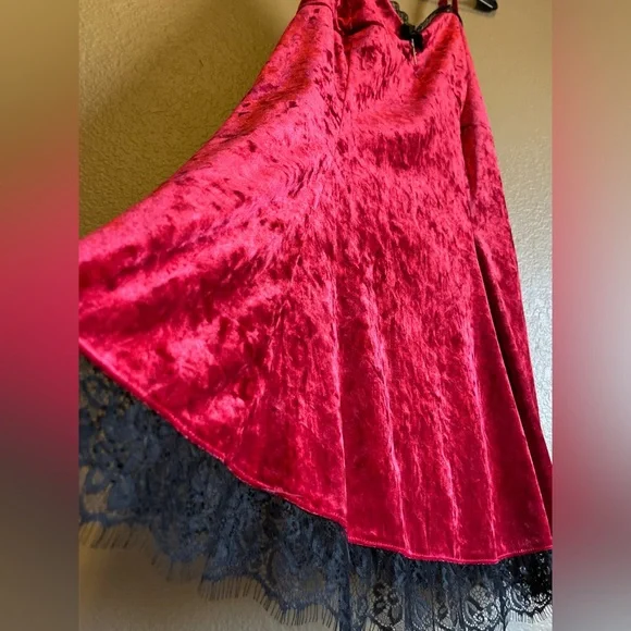 Social Collision Red Velvet Dress - Picture 7 of 9